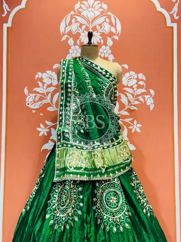 GAZI SILK HANDWORK KACHI PATTI LEHENGA
