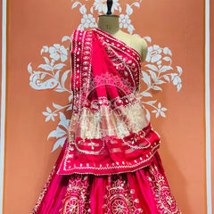 GAZI SILK HANDWORK KACHI PATTI LEHENGA