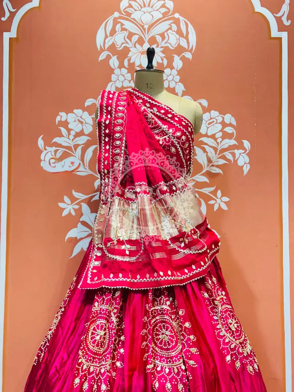 GAZI SILK HANDWORK KACHI PATTI LEHENGA