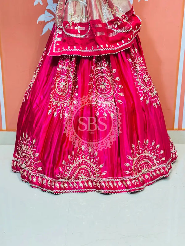 GAZI SILK HANDWORK KACHI PATTI LEHENGA