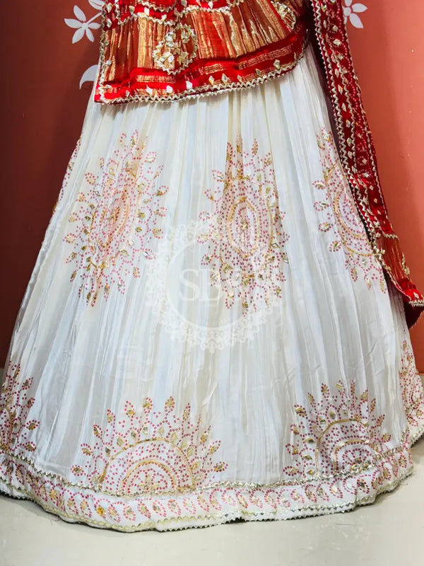 GAZI SILK HANDWORK KACHI PATTI LEHENGA