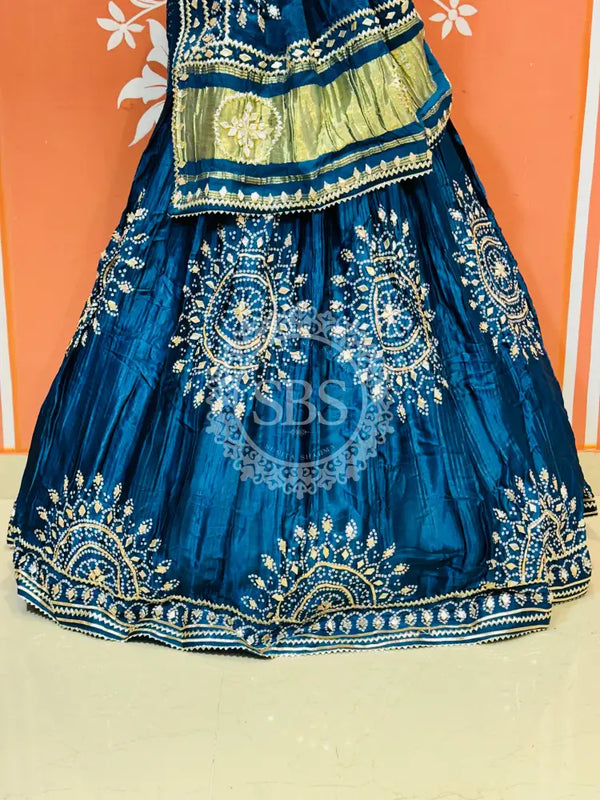 GAZI SILK HANDWORK KACHI PATTI LEHENGA