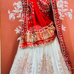 GAZI SILK HANDWORK KACHI PATTI LEHENGA