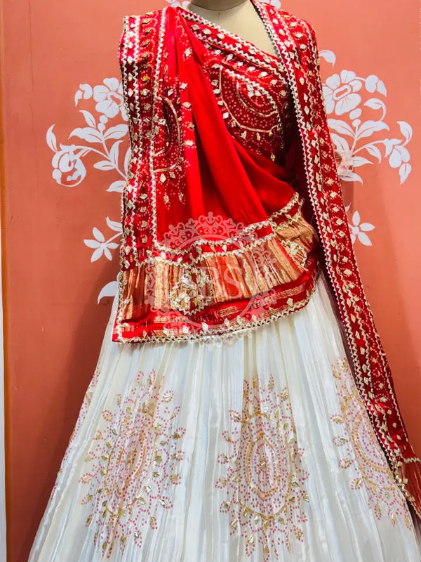 GAZI SILK HANDWORK KACHI PATTI LEHENGA