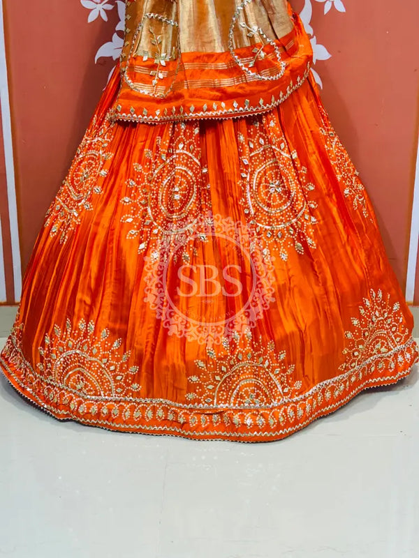 GAZI SILK HANDWORK KACHI PATTI LEHENGA