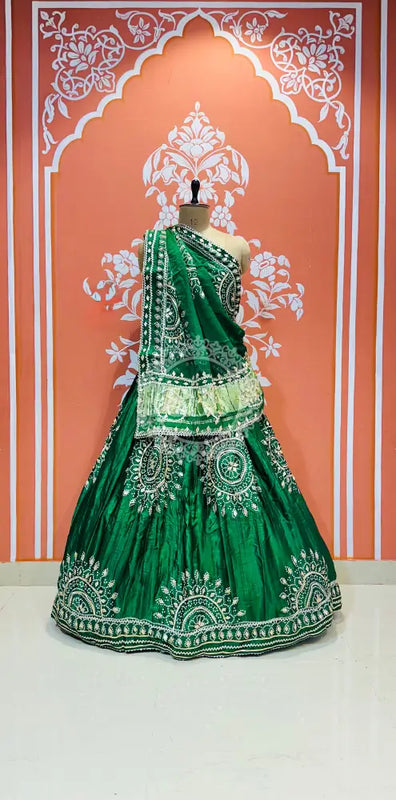 GAZI SILK HANDWORK KACHI PATTI LEHENGA