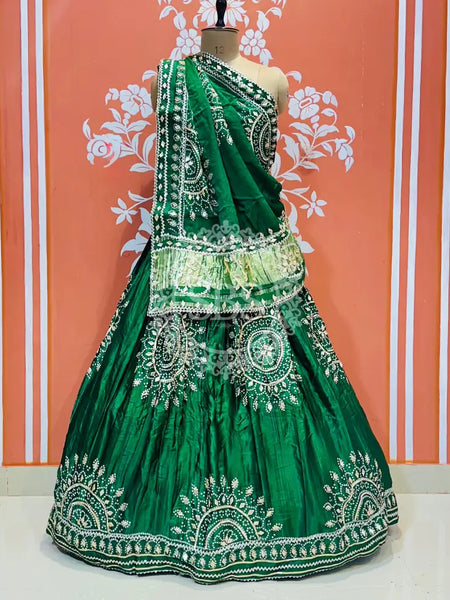 GAZI SILK HANDWORK KACHI PATTI LEHENGA