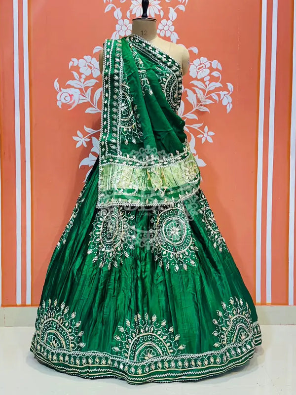 GAZI SILK HANDWORK KACHI PATTI LEHENGA