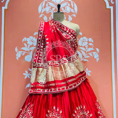 GAZI SILK HANDWORK KACHI PATTI LEHENGA