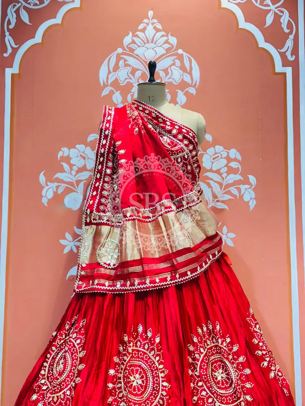 GAZI SILK HANDWORK KACHI PATTI LEHENGA