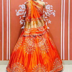 GAZI SILK HANDWORK KACHI PATTI LEHENGA