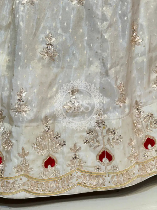 GAZI SILK HANDWORK LEHENGA Red / Free Size