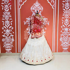 GAZI SILK HANDWORK LEHENGA Red / Free Size