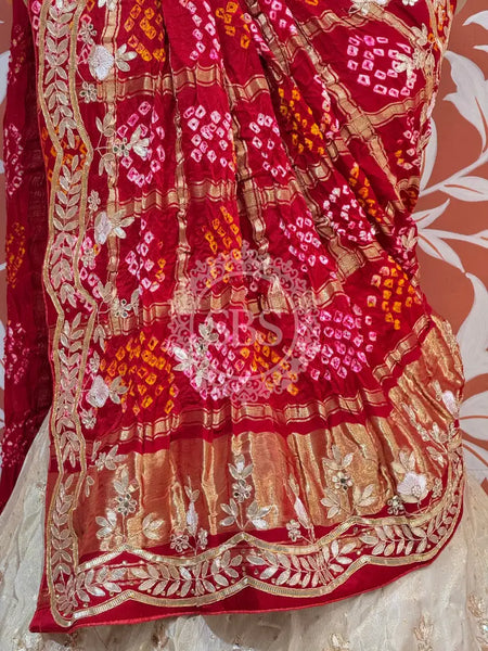 GAZI SILK HANDWORK LEHENGA Red / Free Size