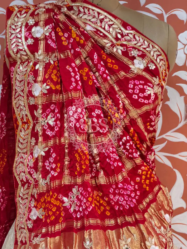 GAZI SILK HANDWORK LEHENGA Red / Free Size