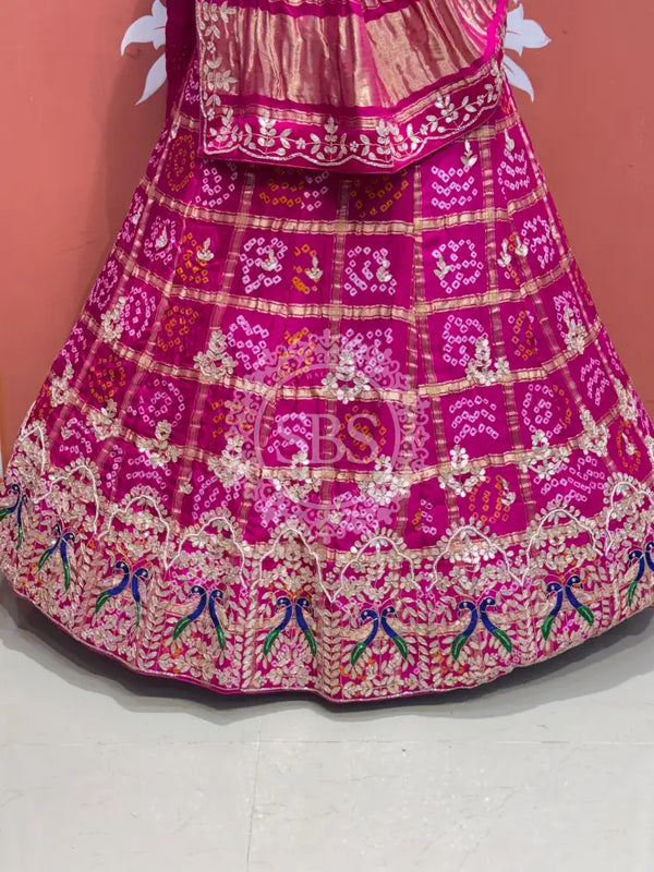 GAZI SILK ZARDOZI GOTA PATTI LEHENGA