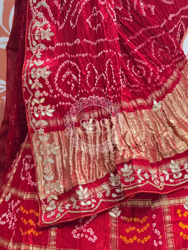 GAZI SILK ZARDOZI GOTA PATTI LEHENGA