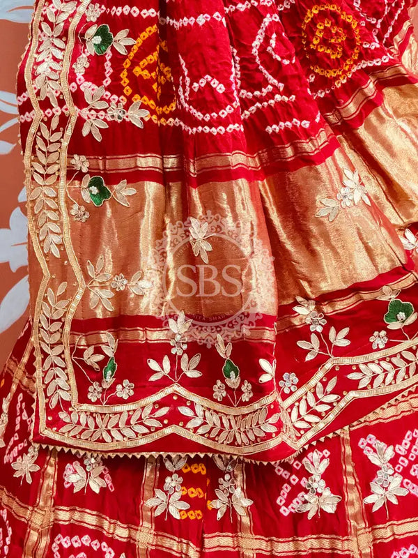 GAZI SILK ZARDOZI GOTA PATTI LEHENGA