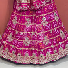 GAZI SILK ZARDOZI GOTA PATTI LEHENGA Pink / Free Size
