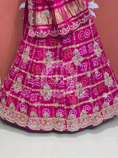 GAZI SILK ZARDOZI GOTA PATTI LEHENGA Pink / Free Size