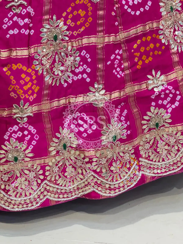 GAZI SILK ZARDOZI GOTA PATTI LEHENGA Pink / Free Size