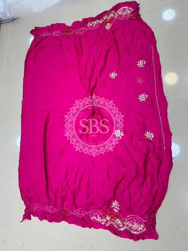 GAZI SILK ZARDOZI GOTA PATTI LEHENGA Pink / Free Size