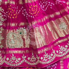 GAZI SILK ZARDOZI GOTA PATTI LEHENGA Pink / Free Size