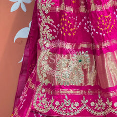 GAZI SILK ZARDOZI GOTA PATTI LEHENGA Pink / Free Size