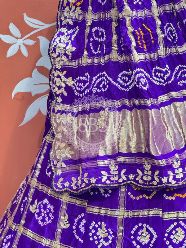 GAZI SILK ZARDOZI GOTA PATTI LEHENGA Purple / Free Size