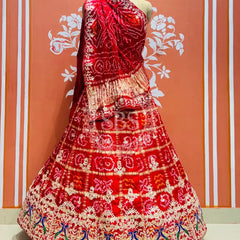 GAZI SILK ZARDOZI GOTA PATTI LEHENGA Red / Free Size