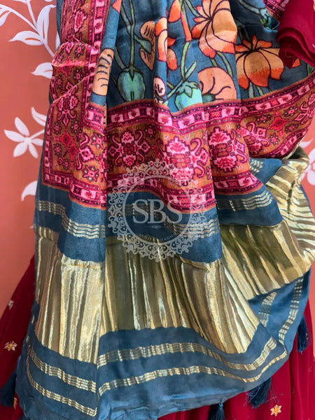 GEORGETTE EMBROIDERED LEHENGA WITH GAZI SILK DUPATTA