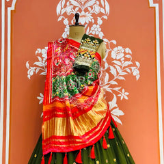 GEORGETTE EMBROIDERED LEHENGA WITH GAZI SILK DUPATTA