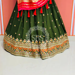 GEORGETTE EMBROIDERED LEHENGA WITH GAZI SILK DUPATTA