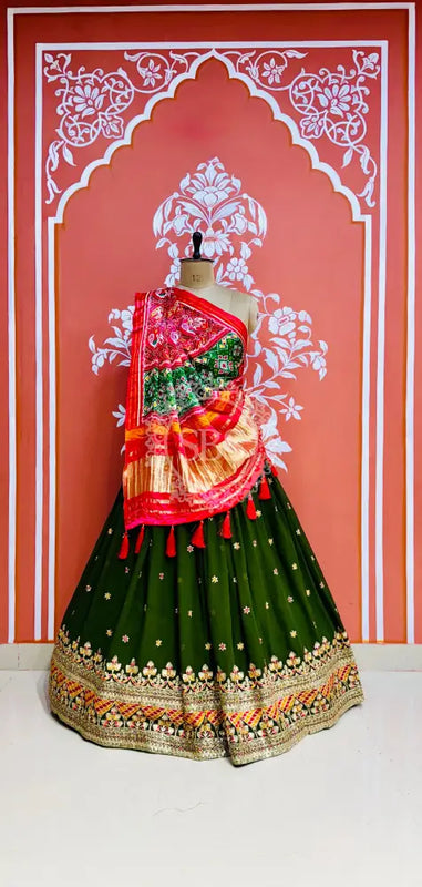 GEORGETTE EMBROIDERED LEHENGA WITH GAZI SILK DUPATTA