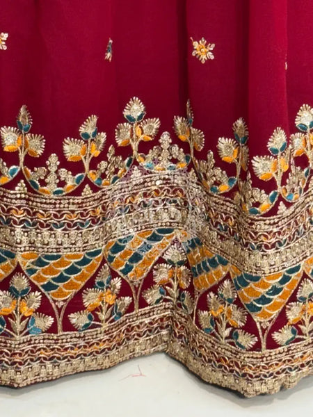 GEORGETTE EMBROIDERED LEHENGA WITH GAZI SILK DUPATTA