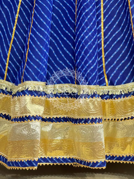 GEORGETTE GOLDEN SILVER WORK EXTRA FLARED LEHENGA Blue / Free Size