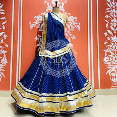 GEORGETTE GOLDEN SILVER WORK EXTRA FLARED LEHENGA Blue / Free Size