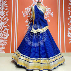 GEORGETTE GOLDEN SILVER WORK EXTRA FLARED LEHENGA Blue / Free Size