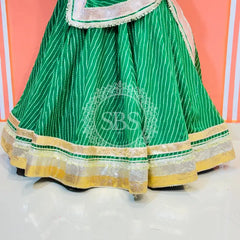 GEORGETTE GOLDEN SILVER WORK EXTRA FLARED LEHENGA Green / Free Size