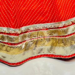 GEORGETTE GOLDEN SILVER WORK EXTRA FLARED LEHENGA Orange / Free Size