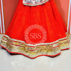 GEORGETTE GOLDEN SILVER WORK EXTRA FLARED LEHENGA Orange / Free Size