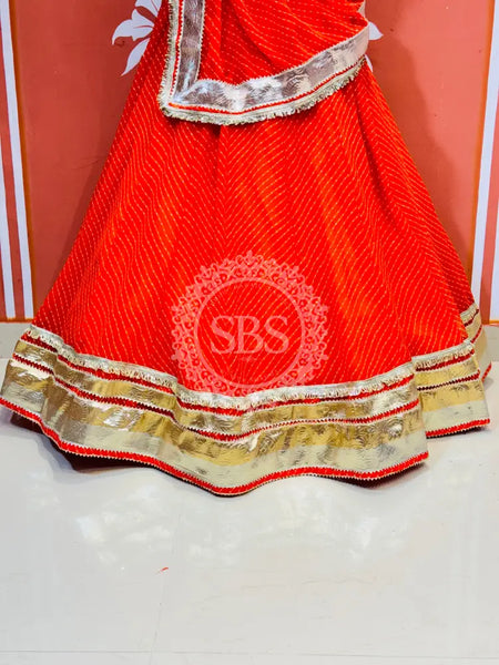 GEORGETTE GOLDEN SILVER WORK EXTRA FLARED LEHENGA Orange / Free Size
