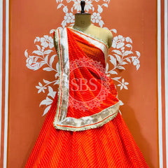 GEORGETTE GOLDEN SILVER WORK EXTRA FLARED LEHENGA Orange / Free Size