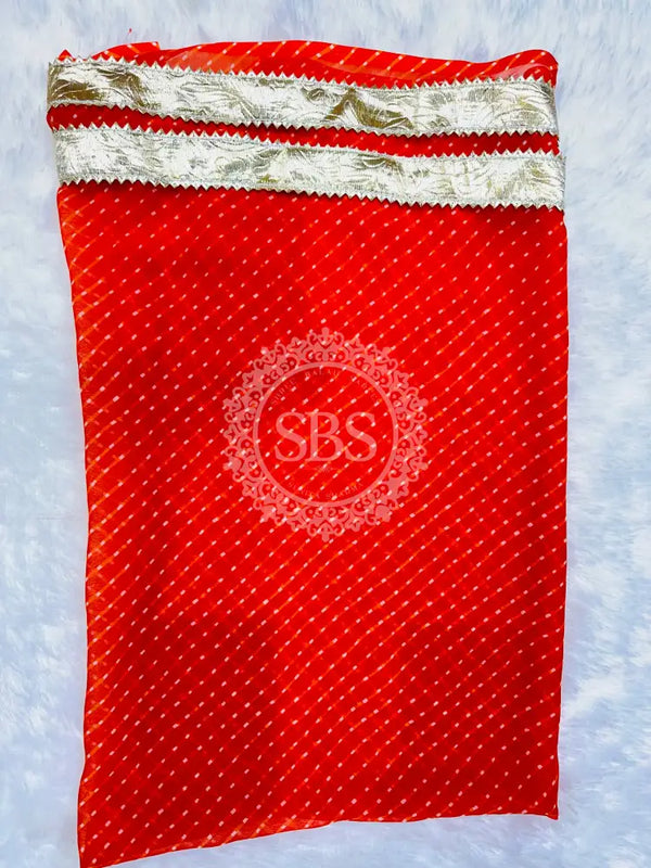 GEORGETTE GOLDEN SILVER WORK EXTRA FLARED LEHENGA Orange / Free Size