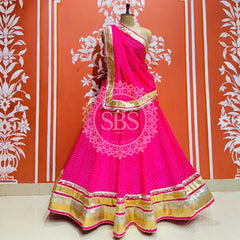 GEORGETTE GOLDEN SILVER WORK EXTRA FLARED LEHENGA Pink / Free Size