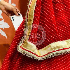 GEORGETTE GOLDEN SILVER WORK EXTRA FLARED LEHENGA Red / Free Size