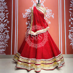 GEORGETTE GOLDEN SILVER WORK EXTRA FLARED LEHENGA Red / Free Size