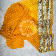 GEORGETTE GOLDEN SILVER WORK EXTRA FLARED LEHENGA Yellow / Free Size