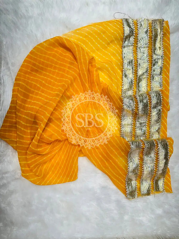 GEORGETTE GOLDEN SILVER WORK EXTRA FLARED LEHENGA Yellow / Free Size