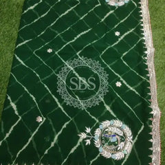 GEORGETTE GOTA PATTI SAREE Green / Free Size